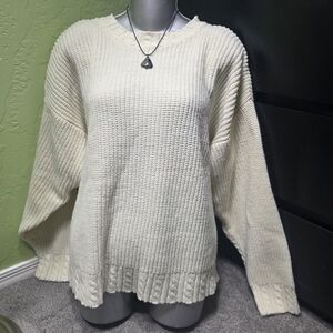 Vintage Cream Yellow Sweater by Partners Mervyns Size Large, Crew Neck